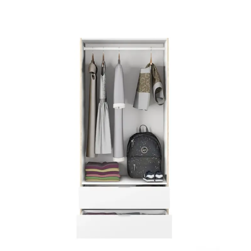 YOUTH Armario 2p + 2caj Roble Canadian/Blanco Artik