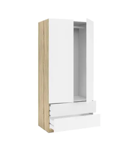 YOUTH Armario 2p + 2caj Roble Canadian/Blanco Artik