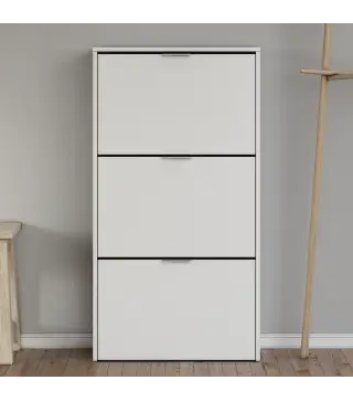 MAELYS Zapatero 3 puertas (18 pares) Blanco Brillo