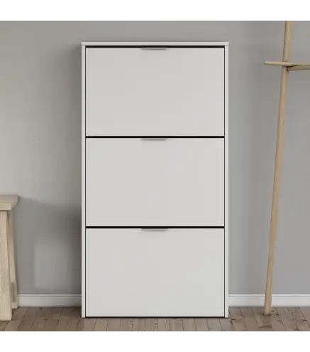 MAELYS Zapatero 3 puertas (18 pares) Blanco Brillo