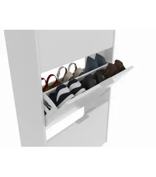 MAELYS Zapatero 3 puertas (18 pares) Blanco Brillo