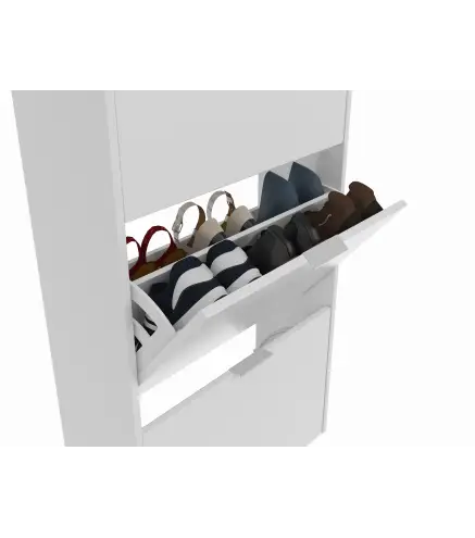 MAELYS Zapatero 3 puertas (18 pares) Blanco Brillo