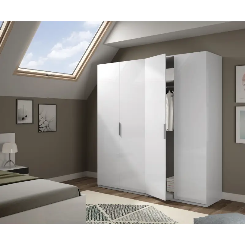 Armario 4 puertas Blanco Brillo