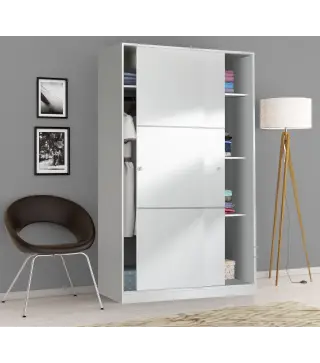 MAX Armario 2p correderas anchas Blanco Brillo