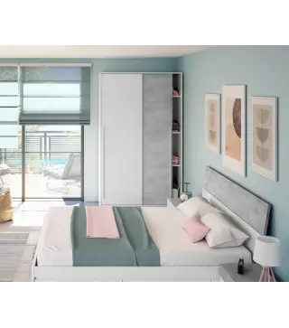 NOON PLUS Armario 2p correderas Blanco Artik/Cemento