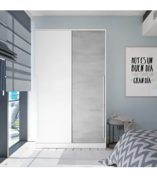NOON PLUS Armario 2p correderas Blanco Artik/Cemento