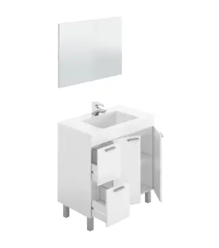 AKTIVA Mueble lavabo 2p+2c + espejo // LAVABO 305920O no incluido Blanco Brillo