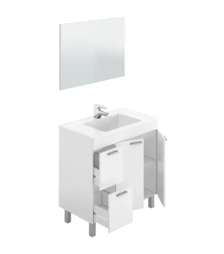 AKTIVA Mueble lavabo 2p+2c + espejo // LAVABO 305920O no incluido Blanco Brillo