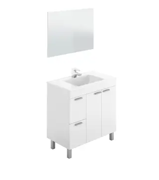 AKTIVA Mueble lavabo 2p+2c + espejo // LAVABO 305920O no incluido Blanco Brillo