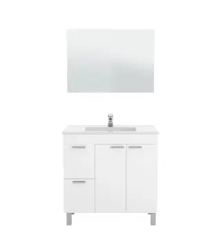 AKTIVA Mueble lavabo 2p+2c + espejo // LAVABO 305920O no incluido Blanco Brillo