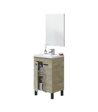 ESSENS Mueble 50 2p + espejo // LAVABO 305913O no incluido Roble Alaska