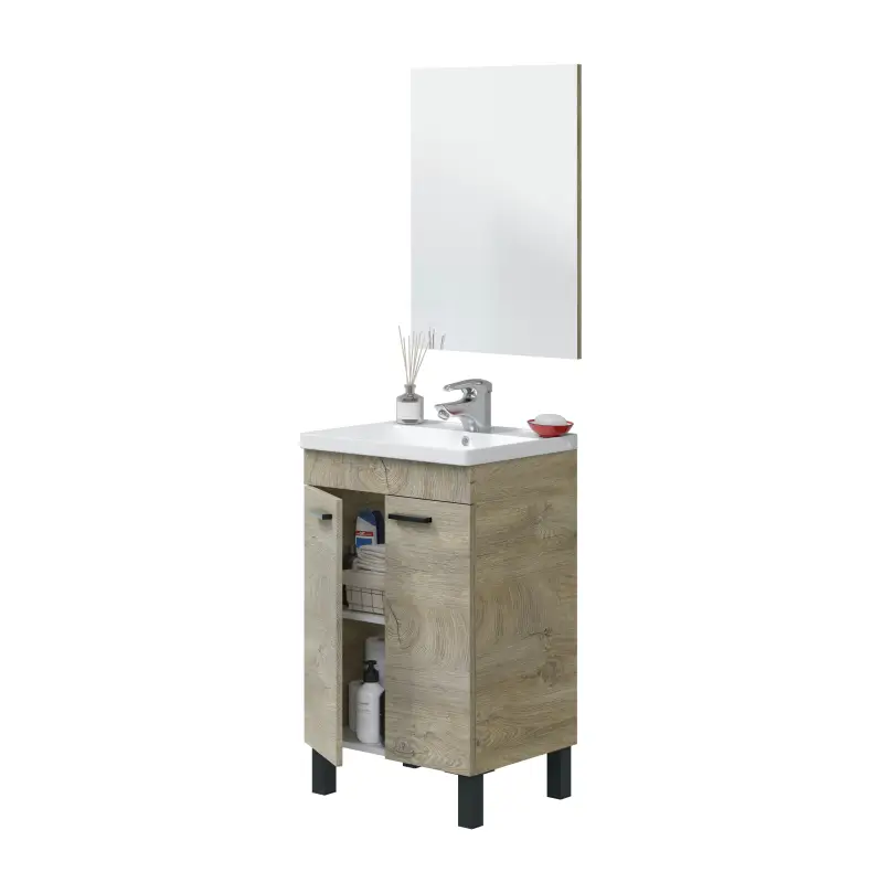 ESSENS Mueble 50 2p + espejo // LAVABO 305913O no incluido Roble Alaska