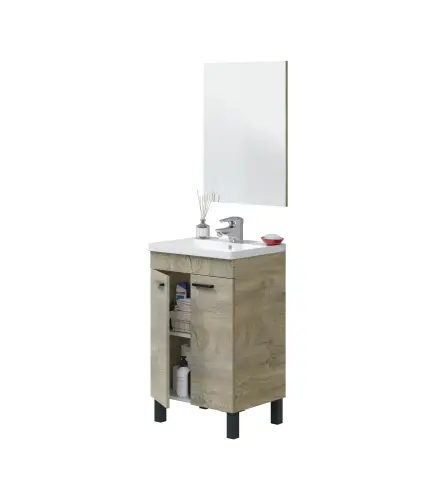 ESSENS Mueble 50 2p + espejo // LAVABO 305913O no incluido Roble Alaska
