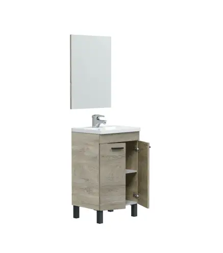 ESSENS Mueble 50 2p + espejo // LAVABO 305913O no incluido Roble Alaska