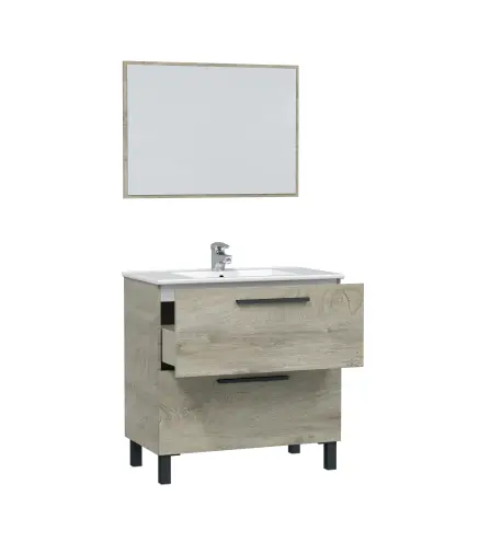 AIR Mueble 80 2c + espejo // LAVABO 305950O no incluido Roble Alaska