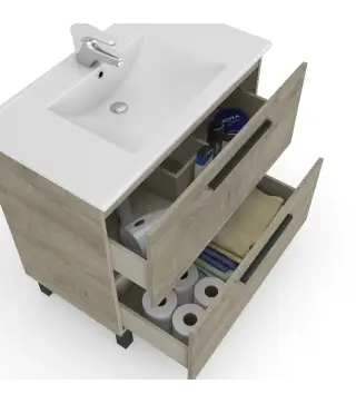 AIR Mueble 80 2c + espejo // LAVABO 305950O no incluido Roble Alaska