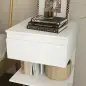 Mesilla de Noche con Cajón y 2 Estantes Abiertas para Dormitorio Salón Cama Oficina Estilo Moderno 39x39x65 cm Blanco