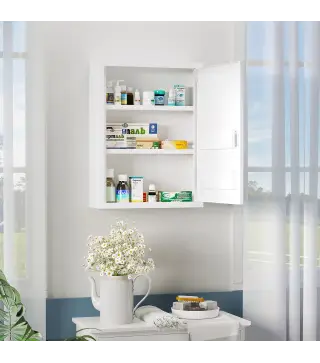 Botiquín para Medicinas de 3 Niveles Armario de Botiquín con Cerradura y 2 Llaves para Cocina Baño 40x15x53,5 cm Blanco