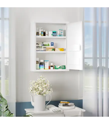 Botiquín para Medicinas de 3 Niveles Armario de Botiquín con Cerradura y 2 Llaves para Cocina Baño 40x15x53,5 cm Blanco