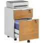 Mueble Archivador con Ruedas 2 Cajones Barra Colgante para Carpetas A4 y Carta Cerradura 42x40x60 cm Blanco y Natural
