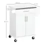 Mueble Auxiliar de Cocina Moderno con 4 Ruedas 1 Cajón 1 Toallero Especiero y Estante Ajustable 83,5x45,7x90,5 cm Blanco