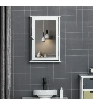 Armario con Espejo para Baño con 1 Estente de Almacenamiento 41x14x60 cm Blanco