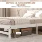 Marco de Cama de Madera 195x141 cm Estructura de Cama Doble para Colchón de 135x190 cm (no incluido) Carga 300 kg Blanco