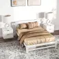 Marco de Cama de Madera 195x141 cm Estructura de Cama Doble para Colchón de 135x190 cm (no incluido) Carga 300 kg Blanco