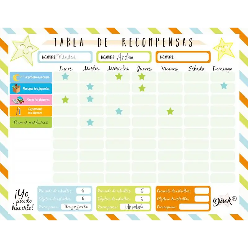 TABLA DE RECOMPENSAS INFANTIL TABLA DE RECOMPENSAS INFANTIL