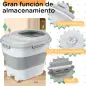 Contenedor de Comida para Perros 25L con Ruedas Taza Medidora Cuenco Plegable y Cuchara Gris