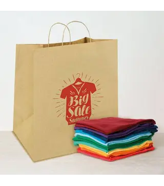 Caja de 150 Bolsas de Papel Kraft para Tiendas 46 x 16 x 49 CM