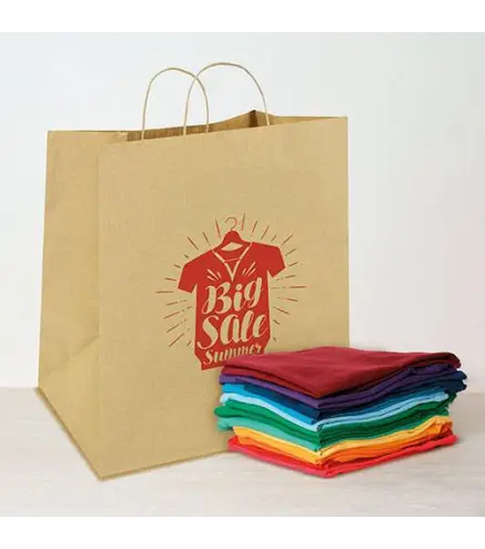 Caja de 150 Bolsas de Papel Kraft para Tiendas 46 x 16 x 49 CM