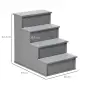 Escalera para Mascotas Escalones para Perros Gatos con Acolchados Desmontables Carga 30 kg 40x59x54,2 cm Gris