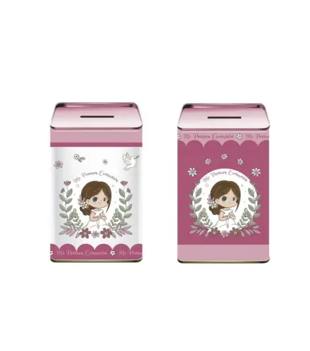 HUCHA PRIMERA COMUNION NIÑA ROSA