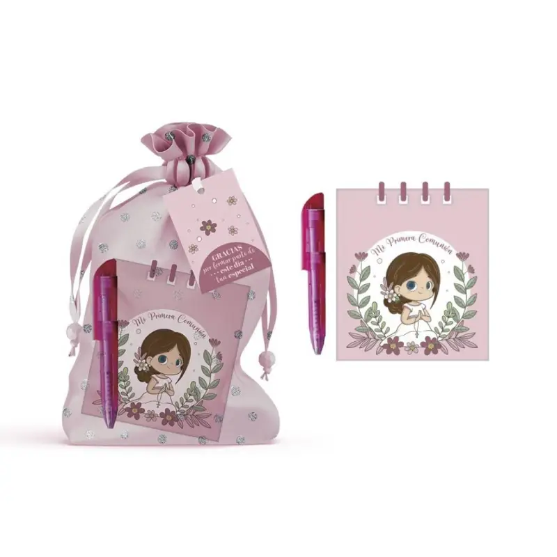 LIBRETA PRIMERA COMUNIÓN CON BOLÍGRAFO NIÑA