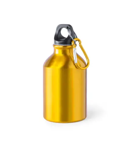 BIDÓN ALUMINIO 330 ML CON TAPÓN Y MOSQUETÓN AMARILLO