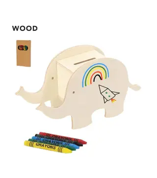 HUCHA MADERA PARA COLOREAR CON 5 CERAS