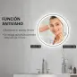 Espejo para Baño Redondo Ø60 cm con Luces LED Ajustable Antivaho Función de Memoria e Interruptor Táctil Plata
