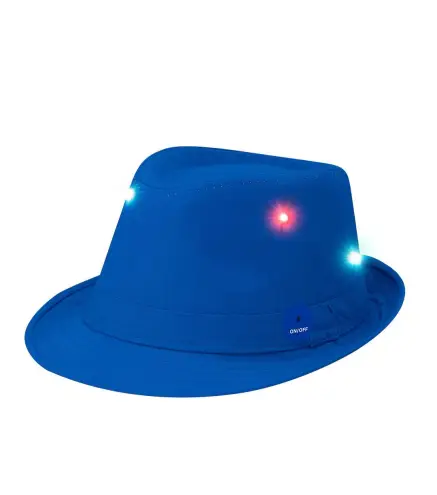 SOMBRERO CON LUCES LED FIESTA AZUL