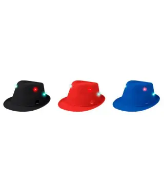 SOMBRERO CON LUCES LED FIESTA AZUL