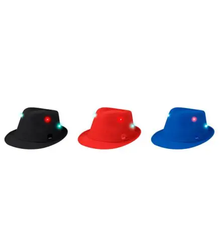 SOMBRERO CON LUCES LED FIESTA AZUL