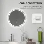 Espejo para Baño Redondo Ø60 cm con Luces LED Ajustable Antivaho Función de Memoria e Interruptor Táctil Plata