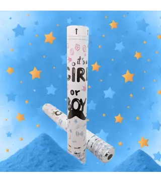 CAÑON CONFETIS REVELACION GENERO SEXO AZUL NIÑO