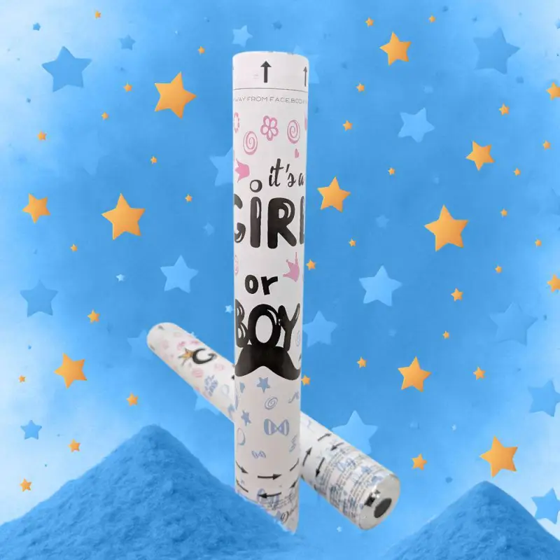 CAÑON CONFETIS REVELACION GENERO SEXO AZUL NIÑO