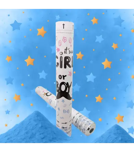 CAÑON CONFETIS REVELACION GENERO SEXO AZUL NIÑO