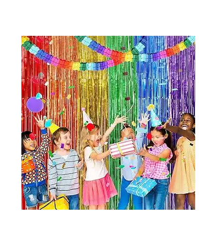 CORTINA DE PAPEL ALUMINIO FLECOS COLORES