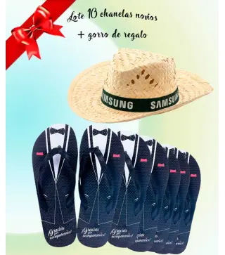 LOTE 10 CHANCLAS NOVIO + GORRO DE REGALO
