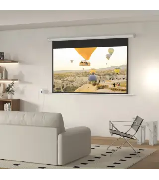 Pantalla de Proyección Eléctrica 84 Pulgadas Formato 16:9 con Mando a Distancia 186x105 cm Blanco