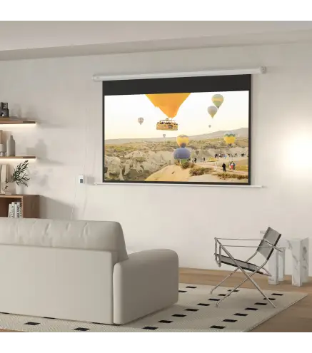 Pantalla de Proyección Eléctrica 84 Pulgadas Formato 16:9 con Mando a Distancia 186x105 cm Blanco