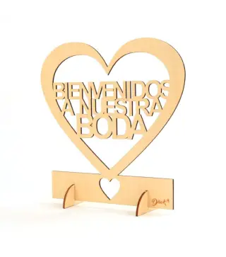 CARTEL MADERA "BIENVENIDOS A NUESTRA BODA"